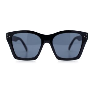 SA106 Womens Oversize Horn Rim Cat Eye Sunglasses All Black