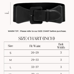 GRACE KARIN Women's Wide Patent Leather Buckle High Waist Fashion Belt Black M