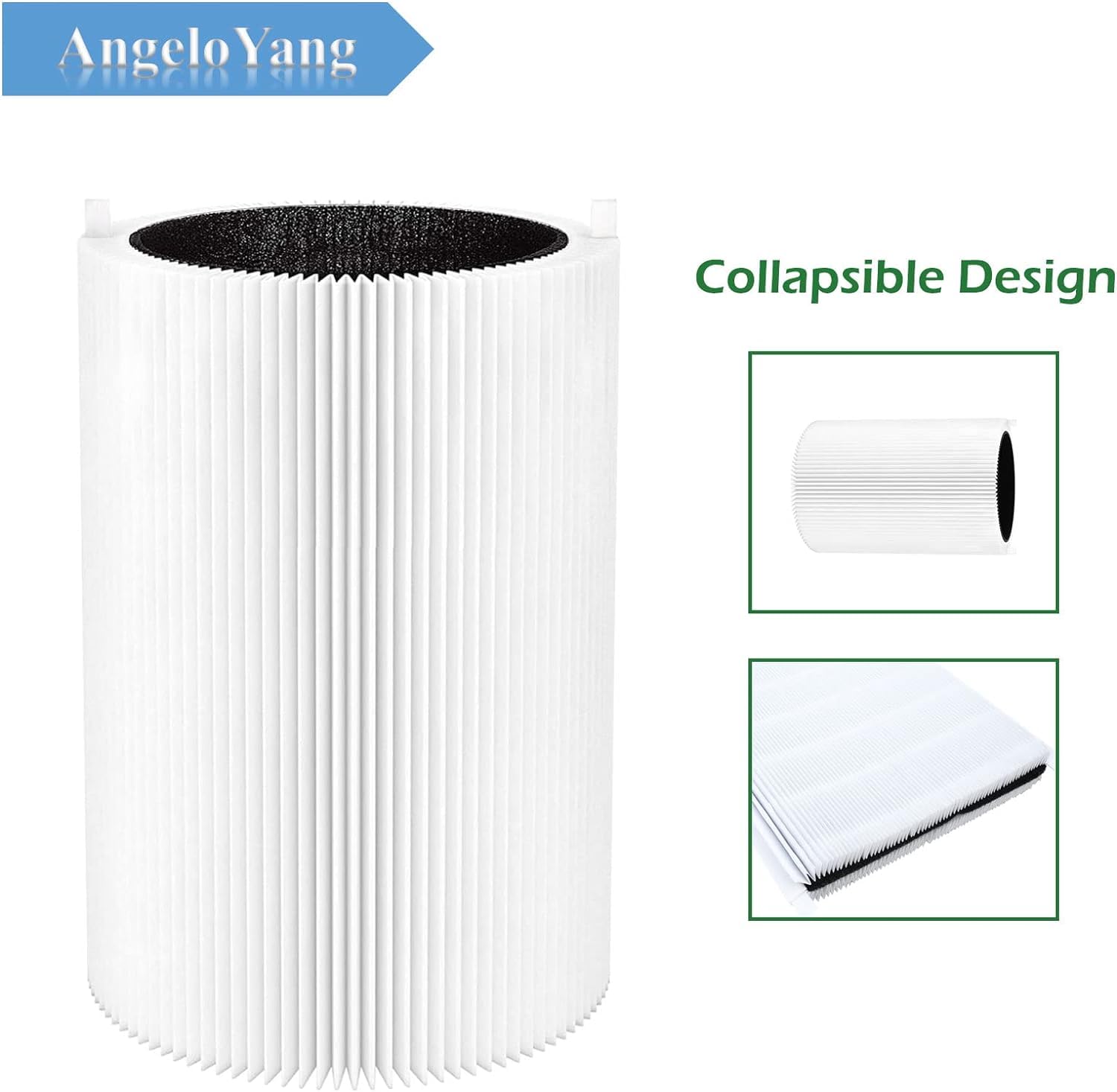 ANGELOYANG 3 Pack Blue Pure 411 Filter Replacement Compatible with Blueair Blue Pure 411 Genuine, 411+, 411 Auto and MINI Air Purifiers, Package Include the 3 Particle and 3 Activated Carbon Filter