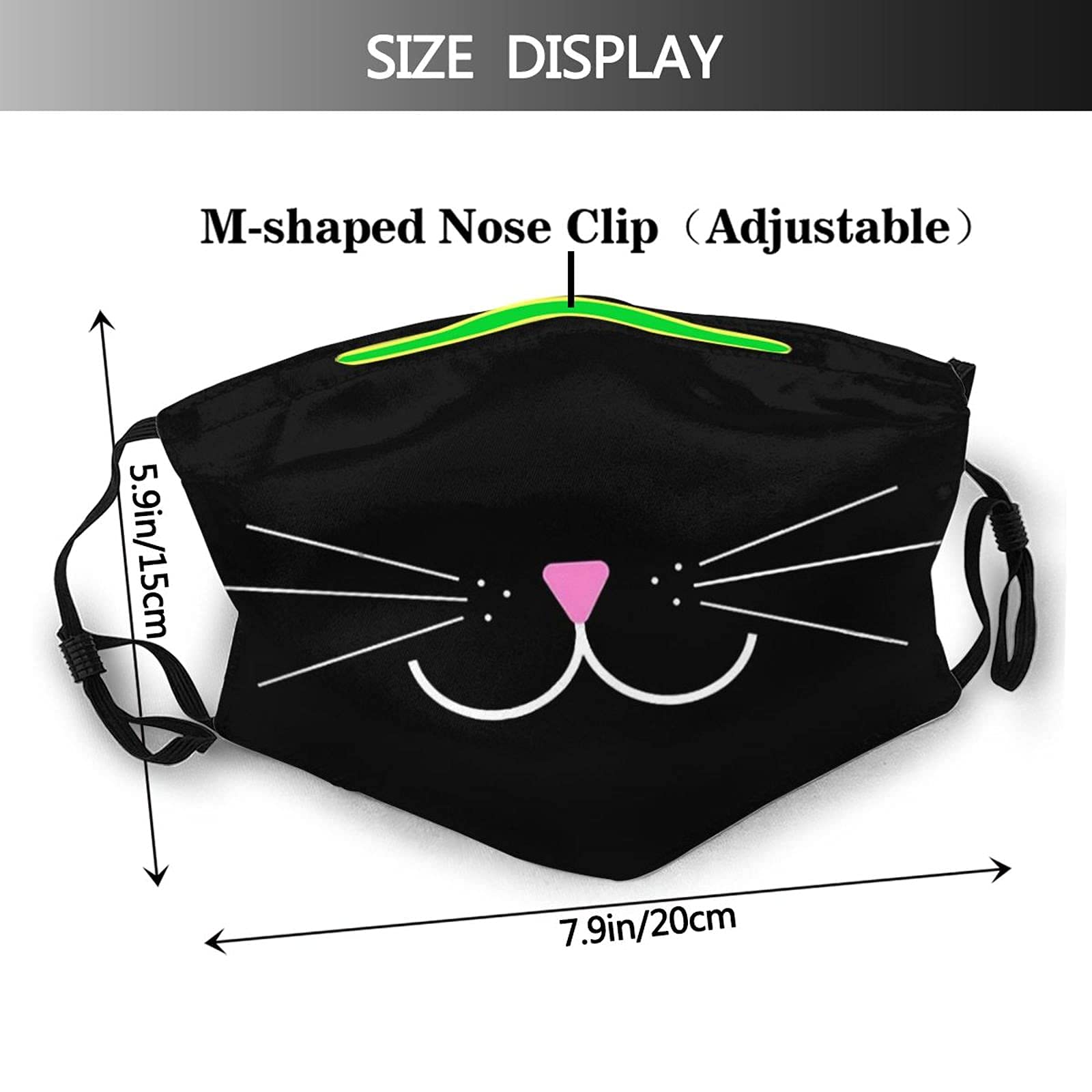 LVGOOKI 3 Pcs Cute Cat Face Mask Mouth Mask With 6 Filter Pocket Reusable Washable Adjustable Mask For Adults