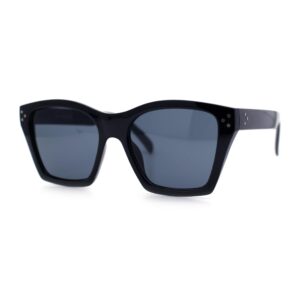 SA106 Womens Oversize Horn Rim Cat Eye Sunglasses All Black