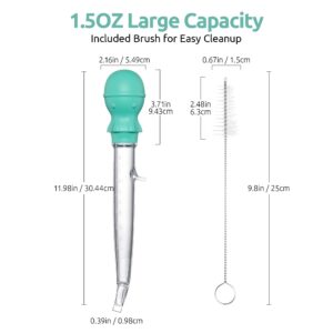 U-Taste 1.5oz Angled Turkey Baster - 228.2℉ Heat Resistant Food Grade Tritan and Silicone Large Octopus Bulb Baster Set with Cleaning Brush for Cooking Basting Meat Poultry Beef Chicken (Aqua Sky)