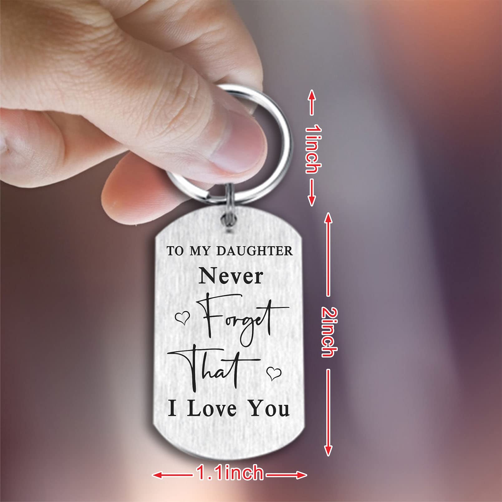 Yobent To My Daughter Gifts, Never Forget That I Love You Daughter Keychain for School College Graduation Key Chains