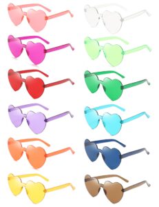 liuliubty heart shaped sunglasses rimless colorful heart glasses bachelorette party favors (mixed colors)