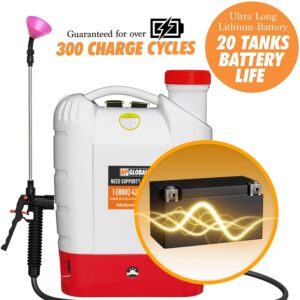 4.2 Gallon Battery Powered Backpack Sprayer - 8 Nozzles, 100PSI Cutoff Pressure, Long Battery Life, Wide Mouth, High-Pressure Spray Hose, Trigger Lock, Pressure Knob Controller