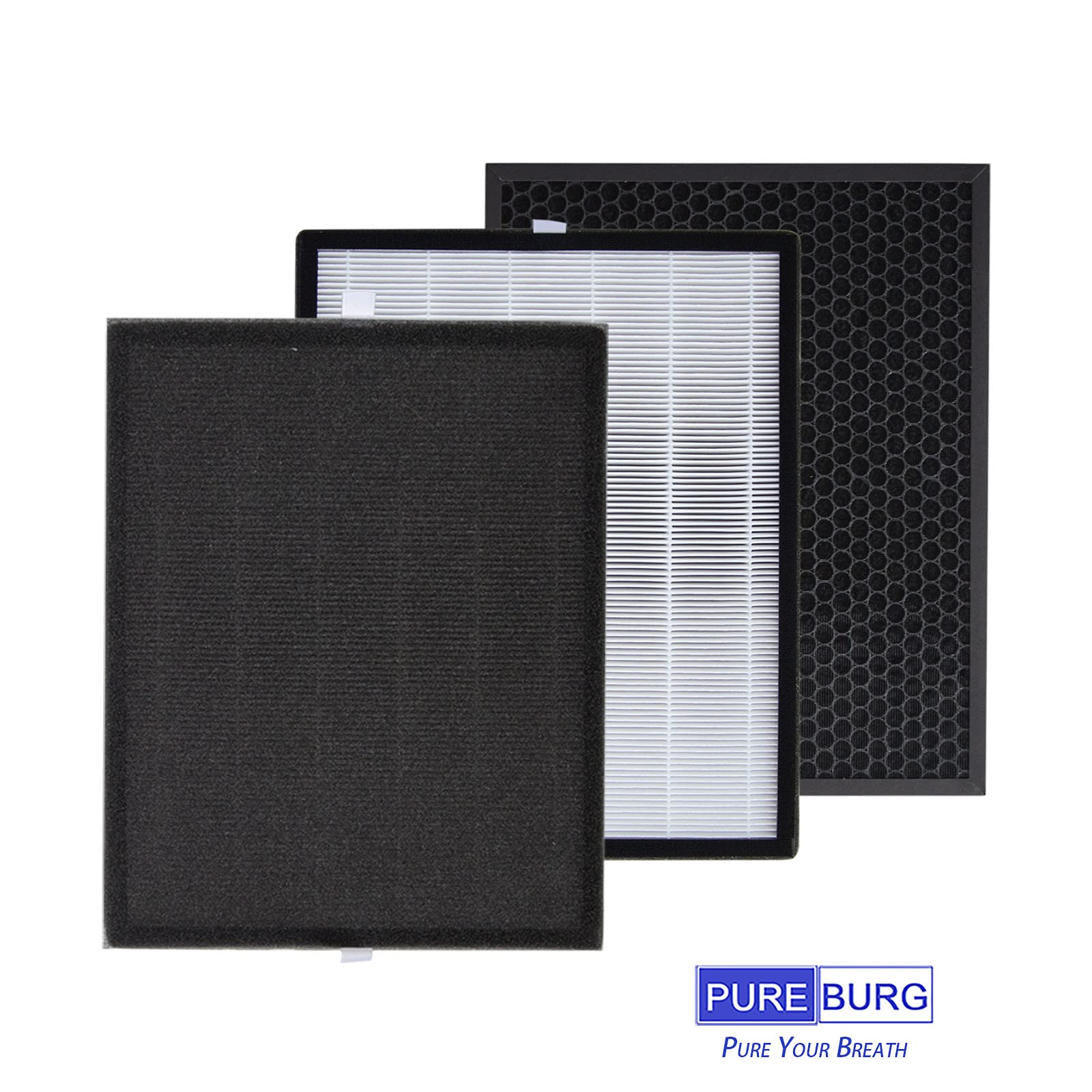 PUREBURG Replacement Filter Set Compatible with COLZER EPI-328 Air Purifier & Domccy NS-320 Air Purifier, H13 HEPA + 4 Activated Carbon Pre-Filters Air Clean