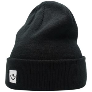 55cube Beanie Hats for Men Women Black