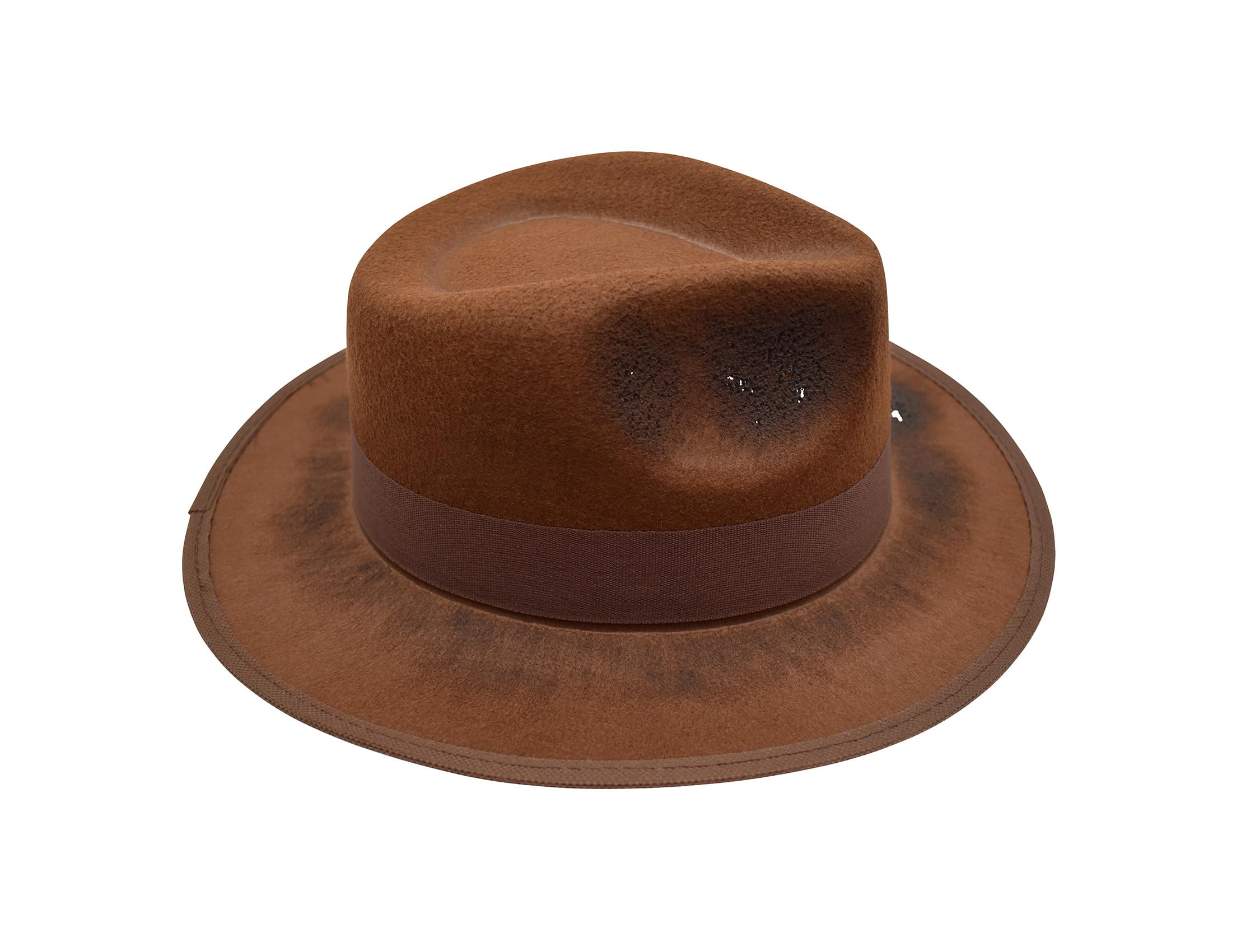 Nicky Bigs Novelties Tattered Burned Brown Fedora Hat - Scary Nightmare Creeper Hats - Cosplay Halloween Costume Accessory, Brown, Large