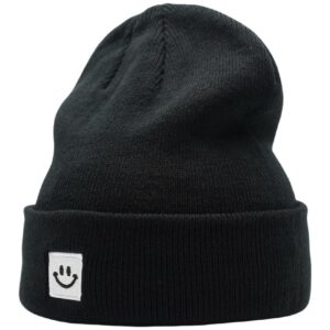 55cube Beanie Hats for Men Women Black