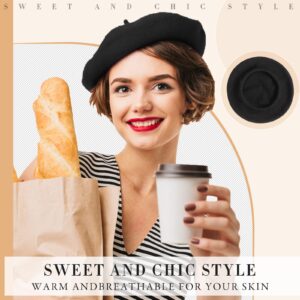 15 Pieces Women Wool Beret Hat Wool French Beret Hat Artist Beret Cap Winter Solid Color Hat for Women(Black)