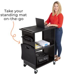 Line Leader Stellar AV Cart | Reimagine Your Teacher Cart with Revolutionary Pegboard Siding & 12 Movable Peg Hooks for Customizable Storage | UL Safety Certified Mobile Workstation & Computer Cart