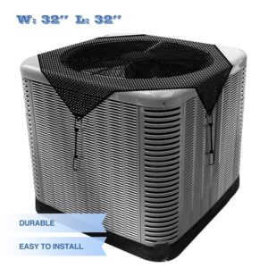 E&K 32"x32" Outdoor AC Unit Cover Air Conditioner Compressor Mesh Top Cover for Outside with Bungee Cords Protect from Leaf Dust and Debris