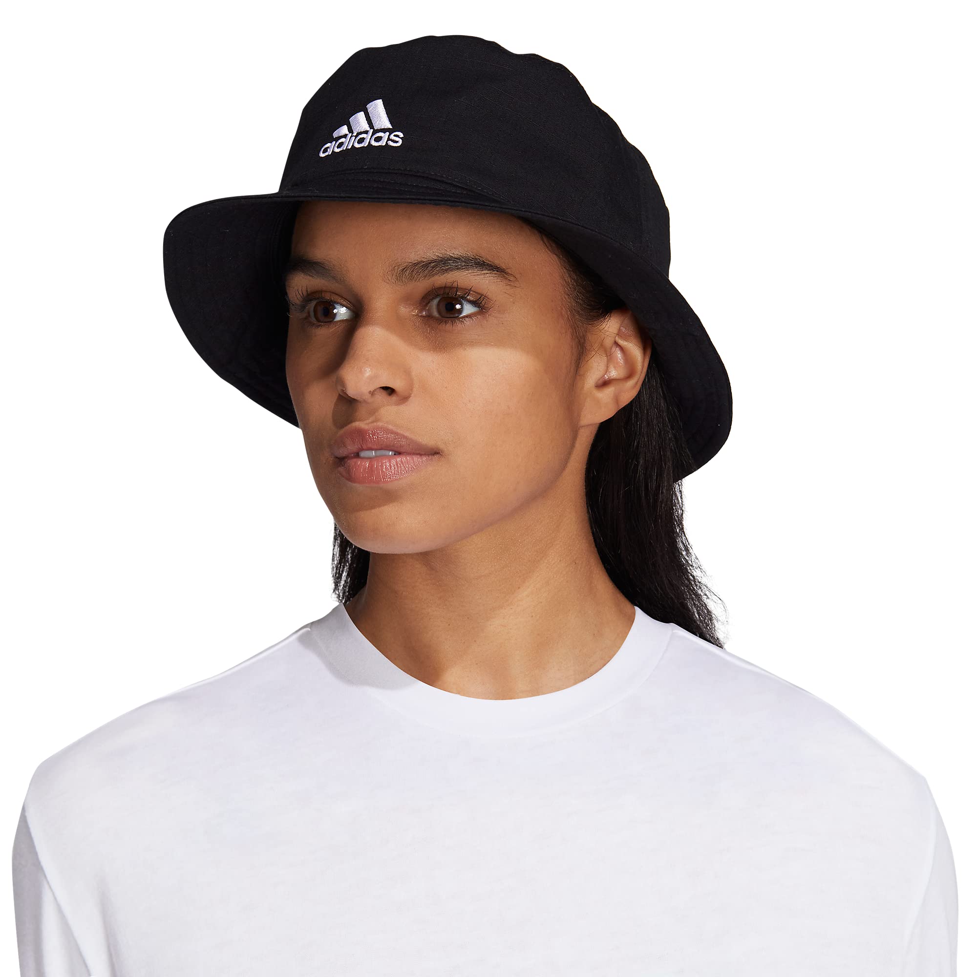 adidas Women's Essentials Plus Bucket Hat, Black/White, One Size