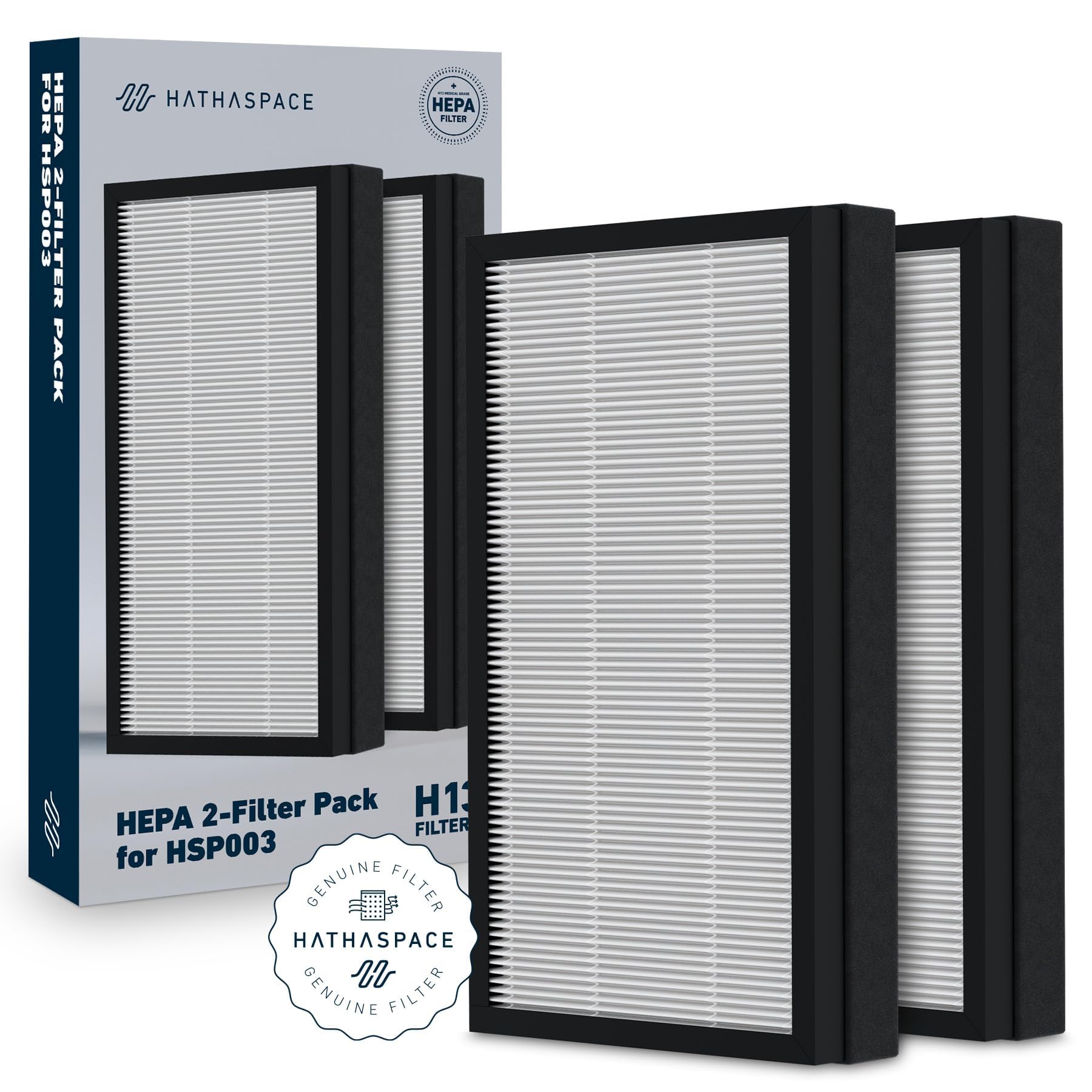 HATHASPACE Certified Replacement Filter for HSP003 Dual Filtration HEPA Air Purifier, 1 Set (H13 True HEPA)