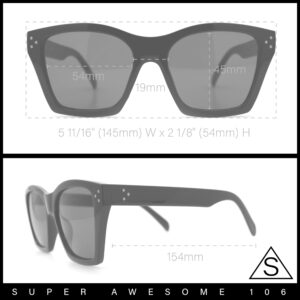 SA106 Womens Oversize Horn Rim Cat Eye Sunglasses All Black