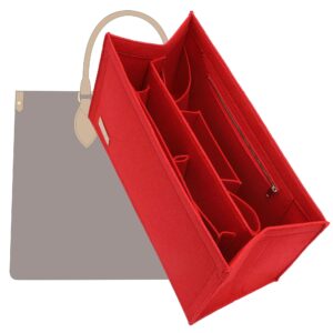 kesoil bag organizer insert,tote bag insert for on the go,book tote,mj tote and more,bag insert organizer,handbag storage,tote bag felt insert with zipper bag(red, xl)