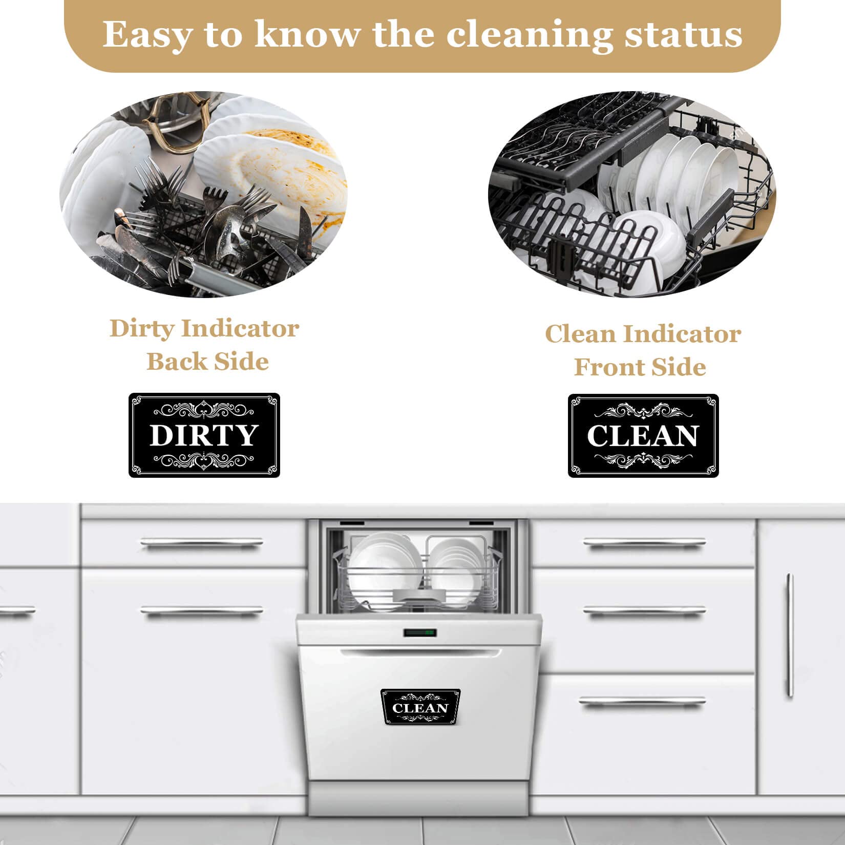 Dirty Clean Dishwasher Magnet,Dishwasher Magnet Clean Dirty Sign Magnet for Dishwasher Dish Bin That Says Clean or Dirty Dish Washer Refrigerator for Kitchen Organization and Storage Necessities