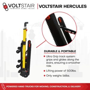 Voltstair Hercules Motorized Battery Stair Climbing Hand Truck Portable Dolly for Moving, Transporting, Lifting - Straps, Electronic Brake, Speed Control | Home, Office, Industrial Use, 500lb Lift Cap