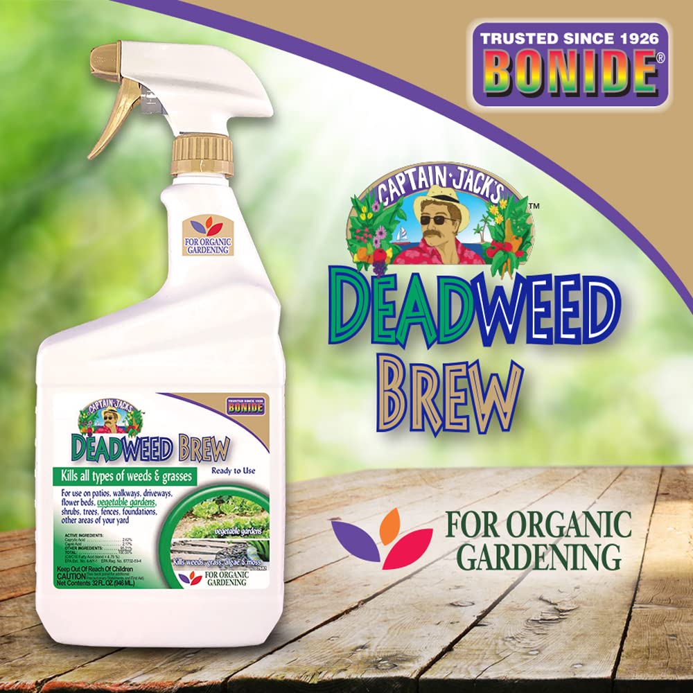 Bonide Captain Jack's Deadweed Brew, 32 oz Ready-to-Use Spray, Controls All Types of Weeds and Grasses, For Organic Gardening