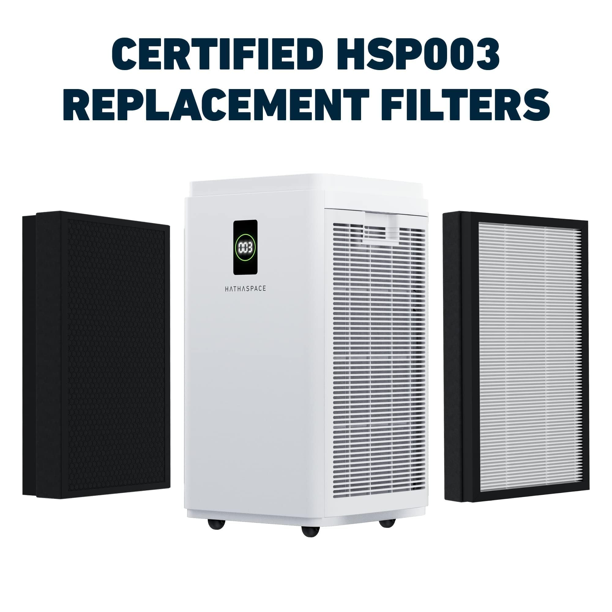 HATHASPACE Certified Replacement Filter for HSP003 Dual Filtration HEPA Air Purifier, 1 Set (H13 True HEPA)