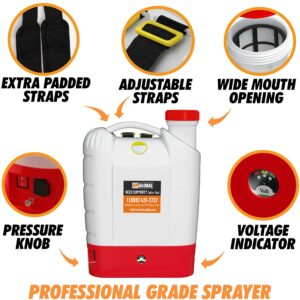 4.2 Gallon Battery Powered Backpack Sprayer - 8 Nozzles, 100PSI Cutoff Pressure, Long Battery Life, Wide Mouth, High-Pressure Spray Hose, Trigger Lock, Pressure Knob Controller