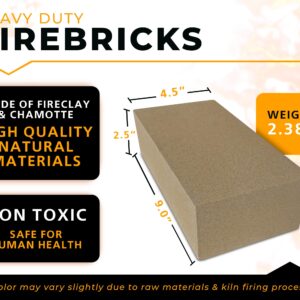 GIRtech Fire Bricks FireBrick High Temperature Insulated Firebricks - 2500F Pack of 2 - Size 9" x 4.5" x 2.5" - Fireclay, Chamotte Firebricks for Ovens, Forges, Kilns, Fireplaces, Wood Stoves