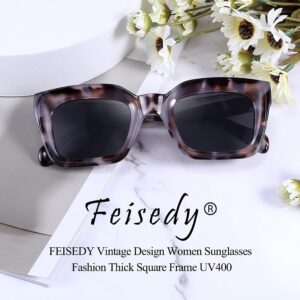 FEISEDY Classic Women Sunglasses Fashion Thick Square Frame UV400 B2471