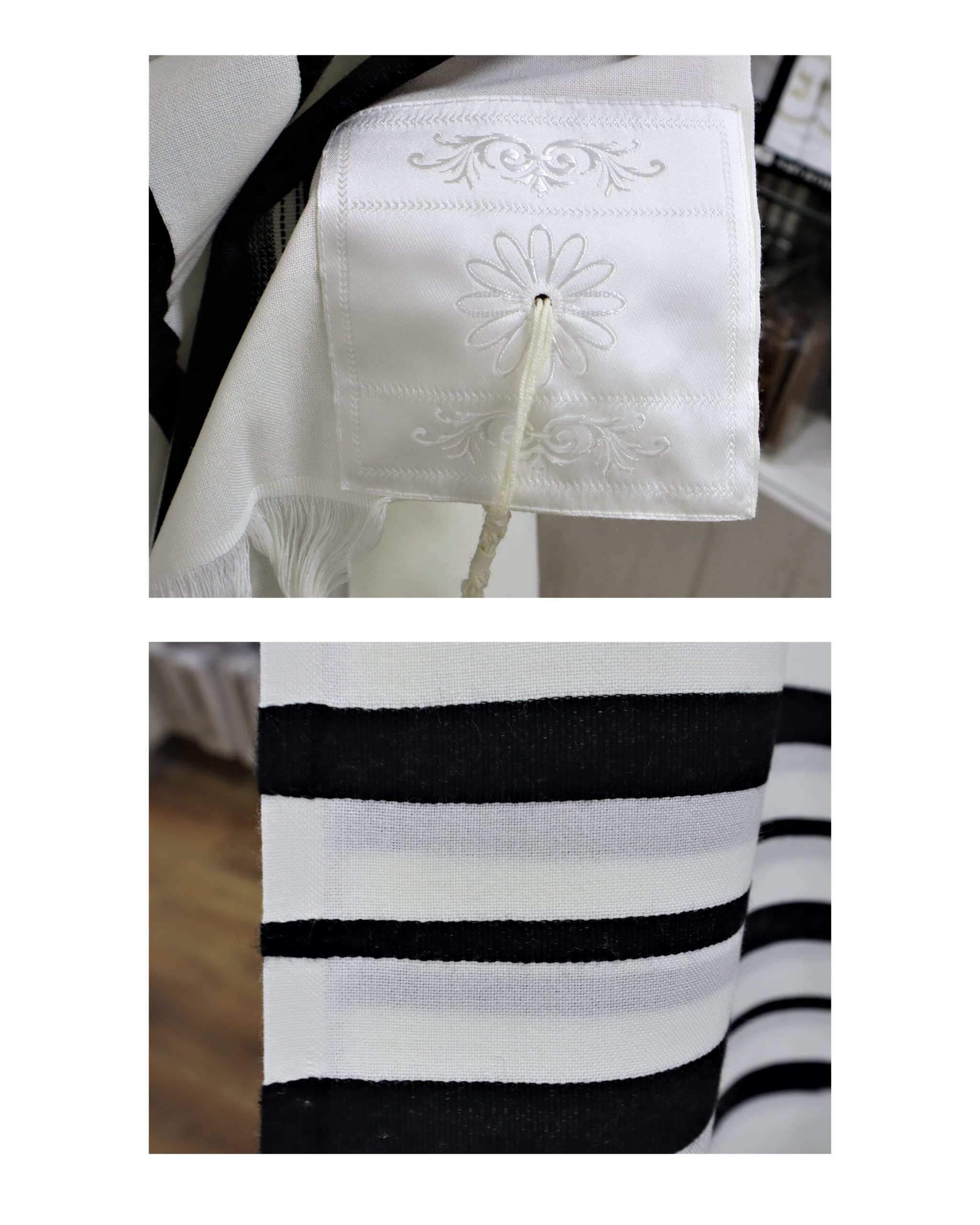 Ateret Judaica 100% Wool Kosher Mehudar Badats Tallit Prayer Shawl from Israel, Very Elegant Lookin Tallit (Size 70-60 X 80 Inch, with Black Stripes)