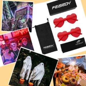 FEISEDY 2 Pack Rimless Heart Shaped Sunglasses Party Glasses Disco One Piece Transparent Trendy Love Glasses B2826-F2