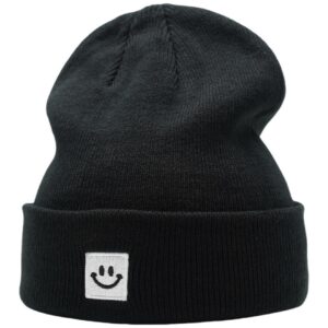 55cube Beanie Hats for Men Women Black