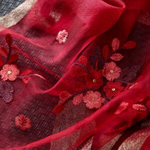 WINCESS YU Women Mulberry Silk Scarf Lightweight Embroidered Floral Shawl Wraps Beach Gauze Blanket Shawl for All Season