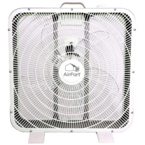 air fort 20" inch glow in the dark box fan - 3 settings, carry handle, 90 inch cord