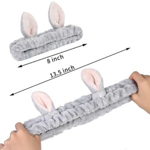 Ygreato 4 Pack Elastic Makeup Headbands for Women, Girls' Soft Flannel Bunny Ears Headbands Head Wraps, SPA Headband for Washing Face