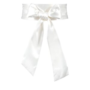 jasgood white sash belt for dress women wide satin waist belt for wedding party special occasion 3.7" width