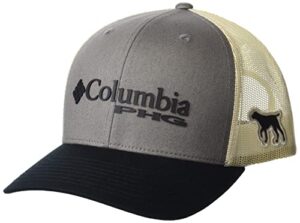 columbia unisex phg logo mesh snap back - high, iron/dog, one size