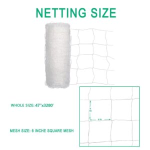 Heavy Duty Trellis Netting Roll - 47''x328' Plastic Plant Trellis Net for Climbing Plants