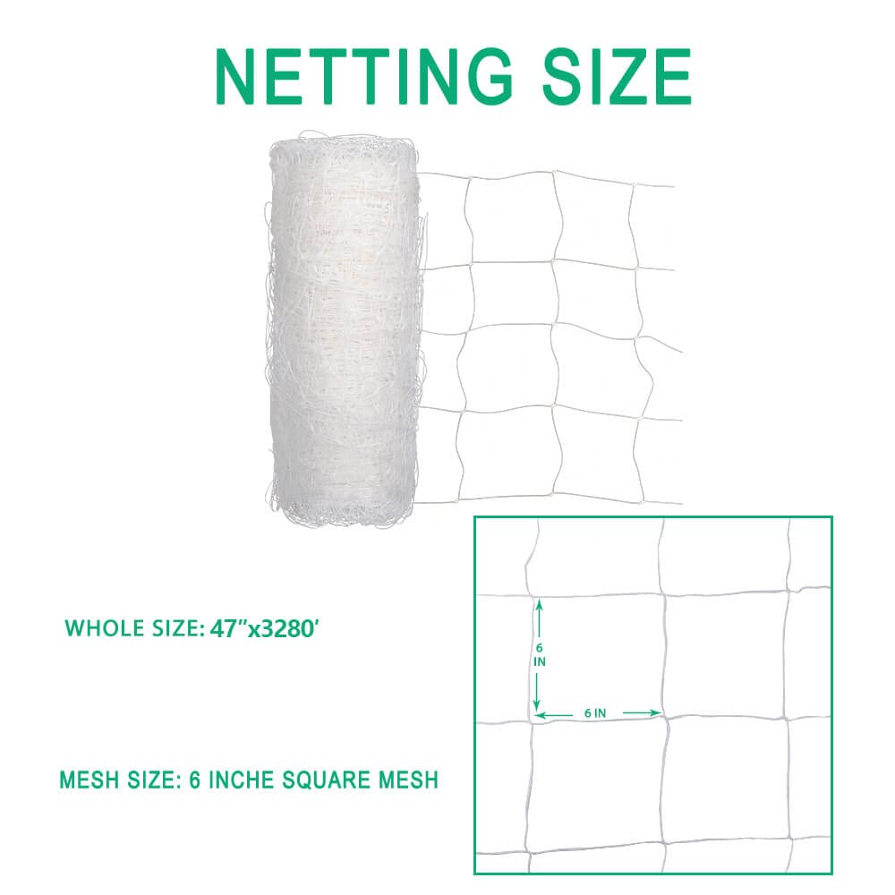 Heavy Duty Trellis Netting Roll - 47''x328' Plastic Plant Trellis Net for Climbing Plants