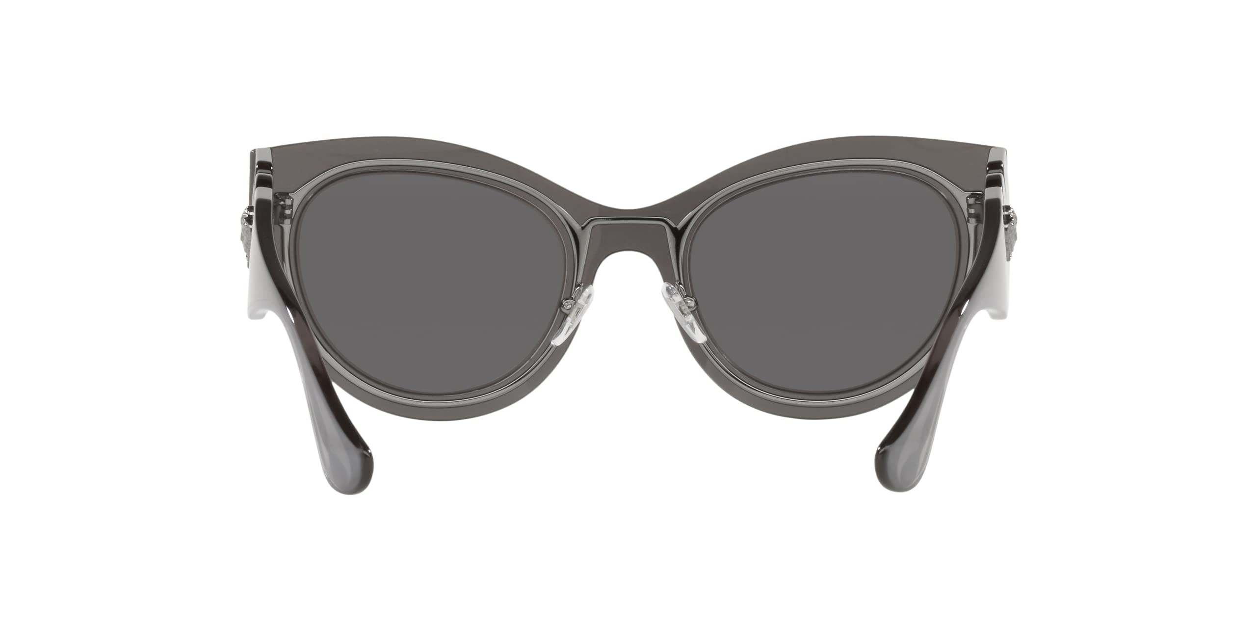 Versace Woman Sunglasses Transparent Grey Mirror Silver Frame, Light Grey Mirror Silver Lenses, 53MM