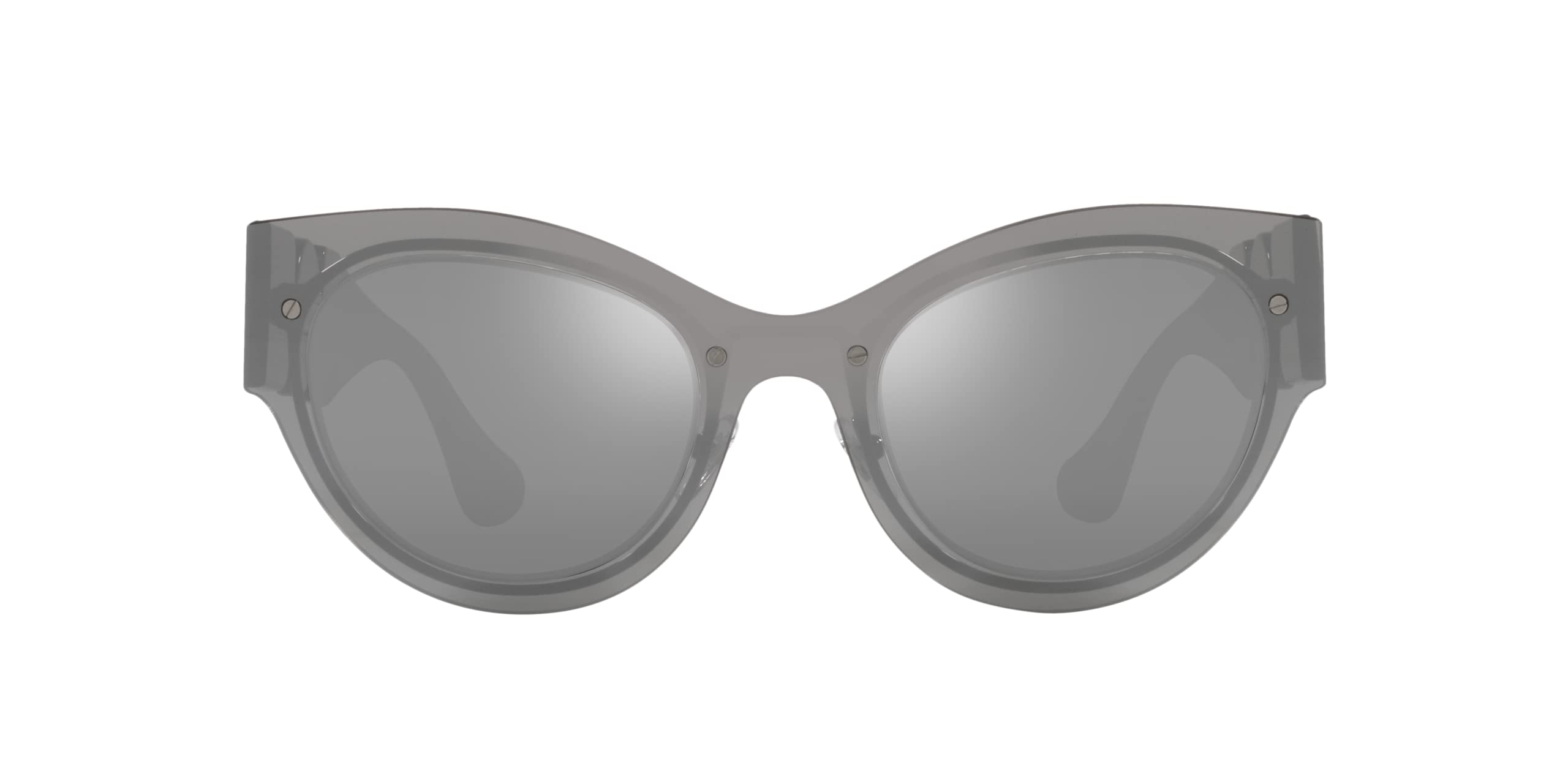 Versace Woman Sunglasses Transparent Grey Mirror Silver Frame, Light Grey Mirror Silver Lenses, 53MM