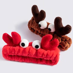 GK-O Creative Face Wash Hair Band Cute Cartoon Crab Headband Cute Funny Hair Hoop (Red)