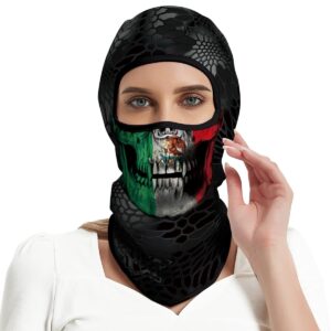 Red Plume 3D Balaclava Ski Mask Motorcycle Full Face Mask Outdoor Tactical Hood Headwear Mask Ghosts Skull Mask Men Women for Halloween (Skull 2)