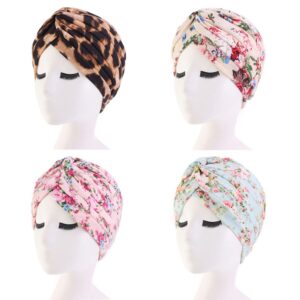 beauty YFJH Women's Cotton Turban Head Wrap Cancer Chemo Beanies Cap Headwear Cap Bonnet Hair Loss Hat (Leopard/Pink/Beige/Light Green)