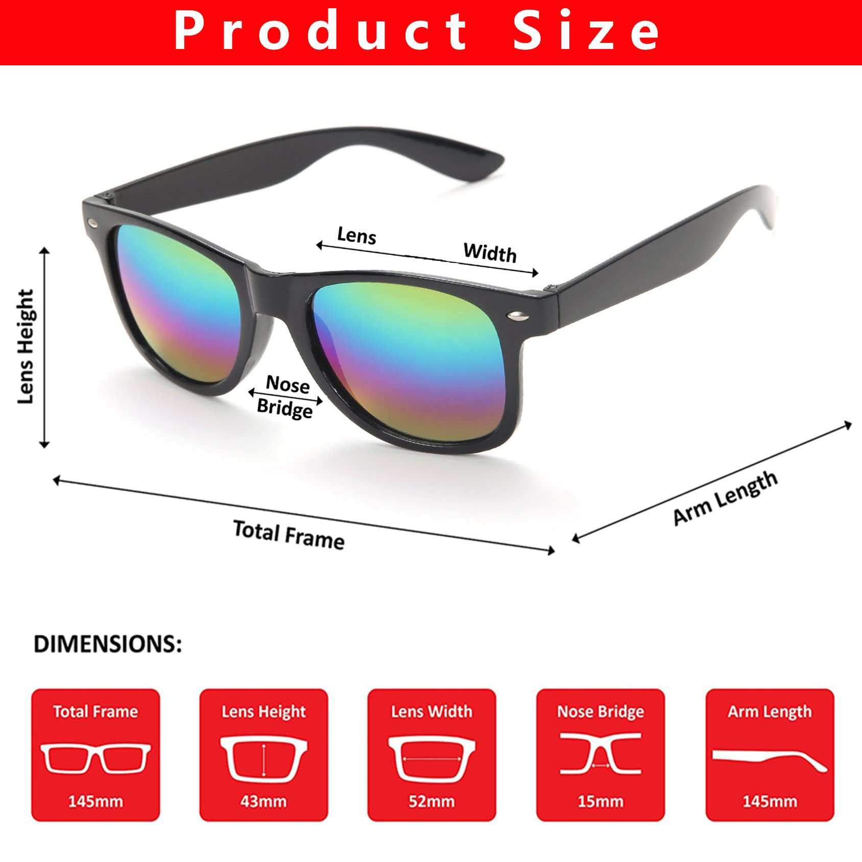 Fsmiling Womens Mens Sunglasses bulk Adults Party Sunglasses Neon Sunglasses Set Color Mirror Lens UV Blocking 15 Pack