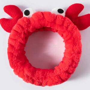 GK-O Creative Face Wash Hair Band Cute Cartoon Crab Headband Cute Funny Hair Hoop (Red)