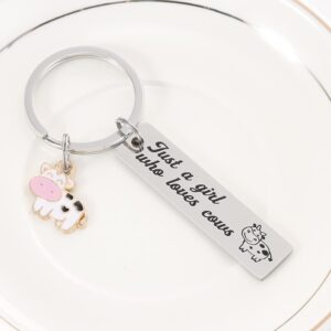 HUTIMY Cowgirl Gifts Keychain For Women Cow Girl Accessories Just a Girl Who Loves Cows Key Chain Cow Girls Stuff Keyring Cowgirl Jewelry