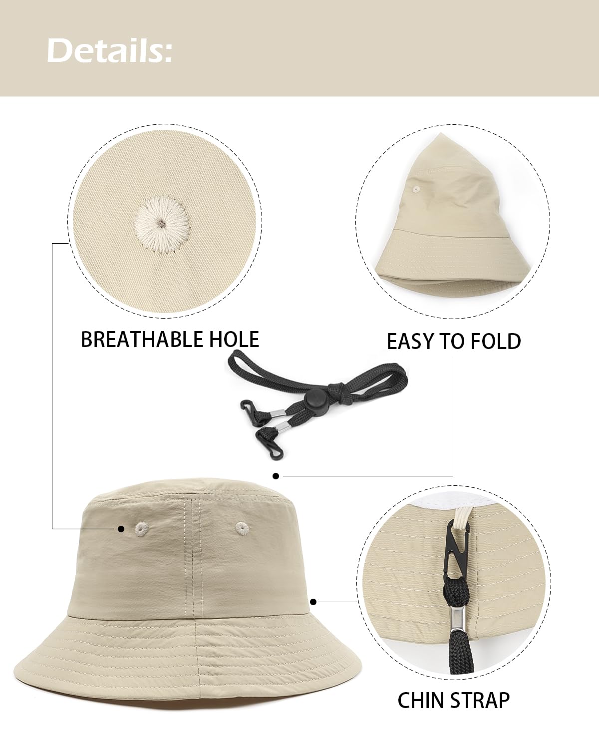 Zylioo UV Protection Fishing Hat for Small Heads,Adjustable Water Resistant Bucket Hat,Summer Outdoor Hiking Sun Hat