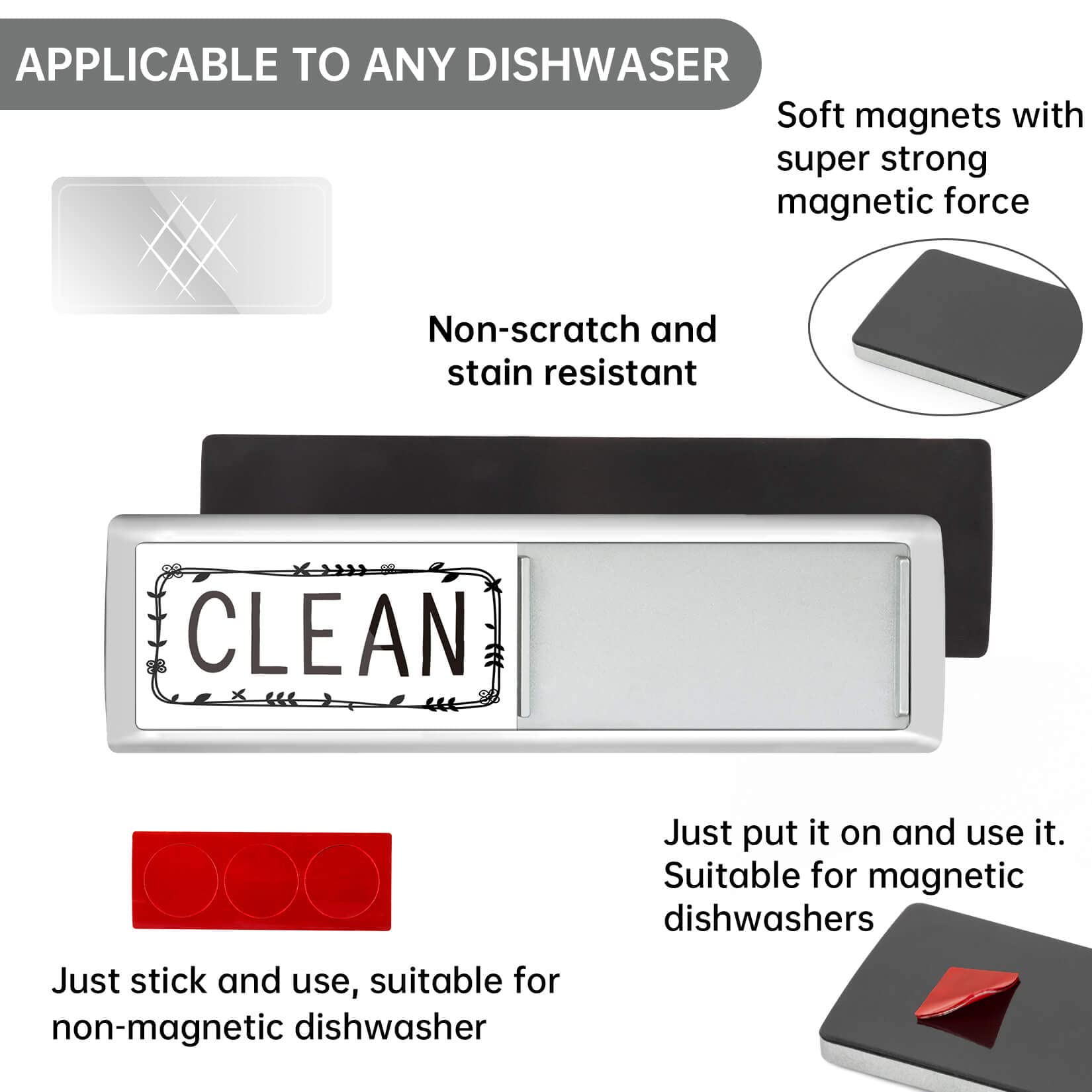 Dirty Clean Dishwasher Magnet,Dishwasher Magnet Clean Dirty Sign Magnet for Dishwasher Dish Bin That Says Clean or Dirty Dish Washer Refrigerator for Kitchen Organization and Storage Necessities