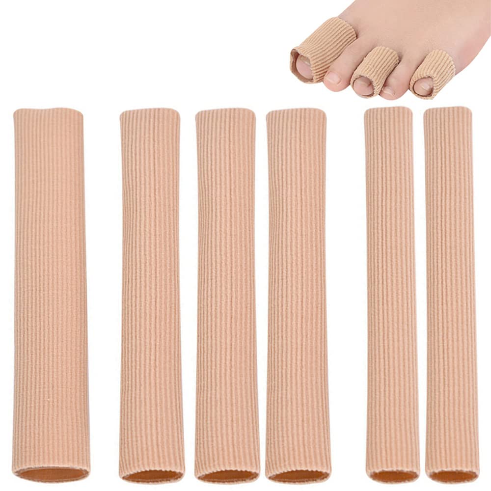 6 Pack Toe Tubes, Toe Cushion Tube, Toe Tubes Sleeves for Relief Toe Pressure, Soft Gel Corn Pad Protector, Cuttable Toe Tubes Sleeves for Toes, Fingers, Corns, Calluses (6)