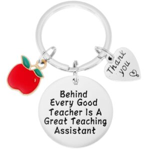 Kivosliviz Teacher Assistant Gifts Keychain for Women Men Merch Teaching Assistant Appreciation Key Chain Keyring Jewelry Great Best Teacher Aide Teacher Assistant Keychain