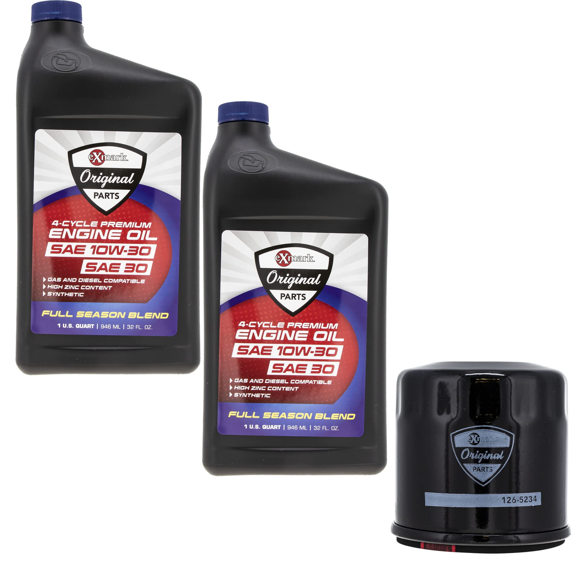 Exmark Engine Oil 2 Quarts and Filter Kit Quest Radius E S Series 135-2566 126-5234